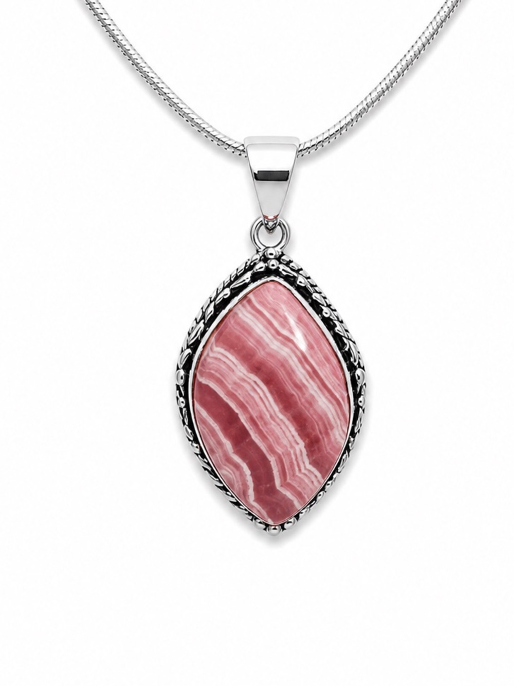 Rhodochrosite Sterling Silver Pendant
